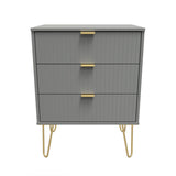 Linear 3 Drawer Midi Chest with Gold Hairpin Legs - Welcome Furniture