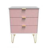 Linear 3 Drawer Midi Chest with Gold Hairpin Legs - Welcome Furniture