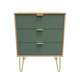 Linear 3 Drawer Midi Chest with Gold Hairpin Legs - Welcome Furniture