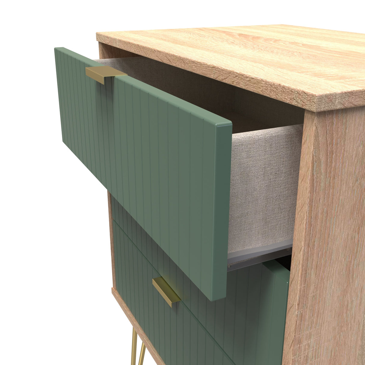 Linear 3 Drawer Midi Chest with Gold Hairpin Legs - Welcome Furniture