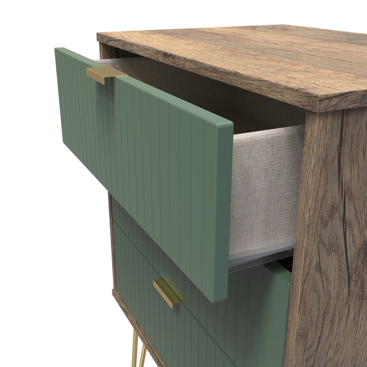Linear 3 Drawer Midi Chest with Gold Hairpin Legs - Welcome Furniture