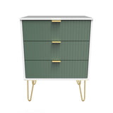 Linear 3 Drawer Midi Chest with Gold Hairpin Legs - Welcome Furniture