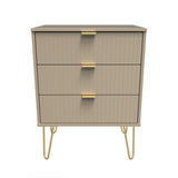 Linear 3 Drawer Midi Chest with Gold Hairpin Legs - Welcome Furniture