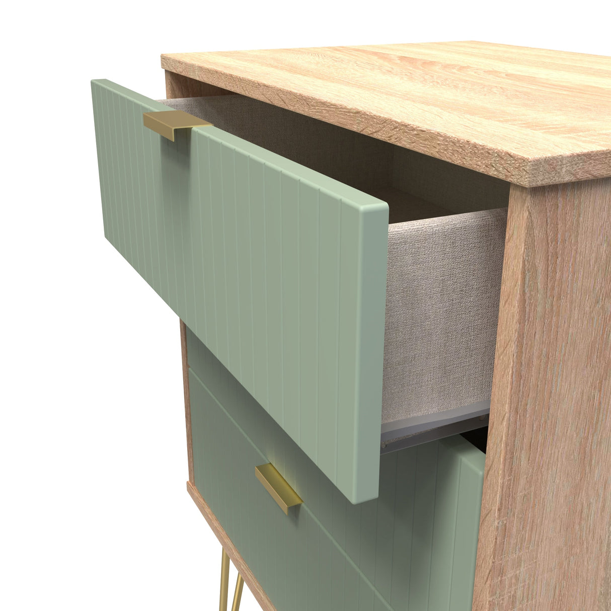 Linear 3 Drawer Midi Chest with Gold Hairpin Legs - Welcome Furniture