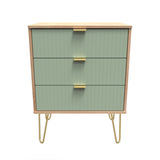 Linear 3 Drawer Midi Chest with Gold Hairpin Legs - Welcome Furniture