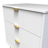 Linear 3 Drawer Midi Chest with Gold Hairpin Legs - Welcome Furniture