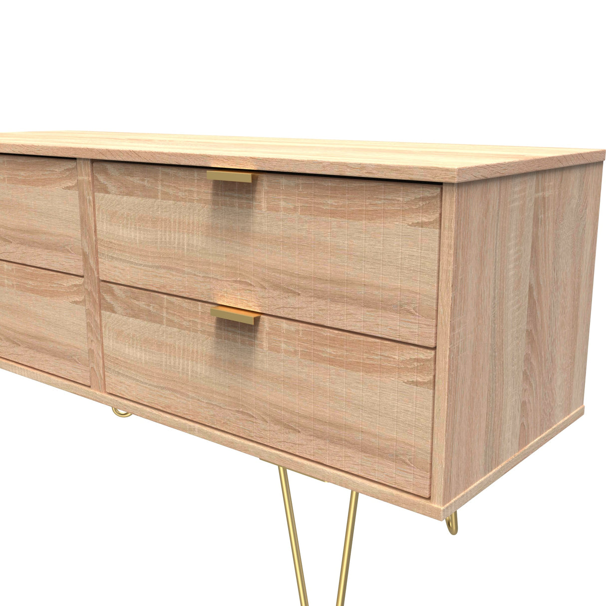 Linear 4 Drawer Bed Box with Gold Hairpin Legs - Welcome Furniture