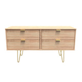 Linear 4 Drawer Bed Box with Gold Hairpin Legs - Welcome Furniture