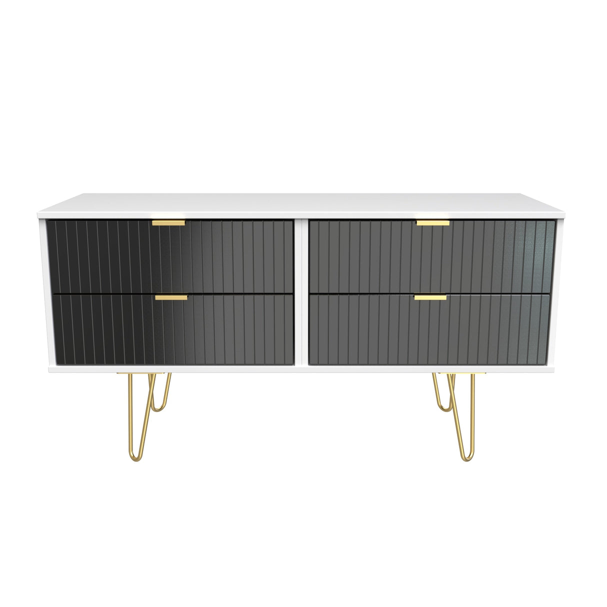 Linear 4 Drawer Bed Box with Gold Hairpin Legs - Welcome Furniture