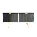 Linear 4 Drawer Bed Box with Gold Hairpin Legs - Welcome Furniture