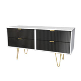 Linear 4 Drawer Bed Box with Gold Hairpin Legs - Welcome Furniture