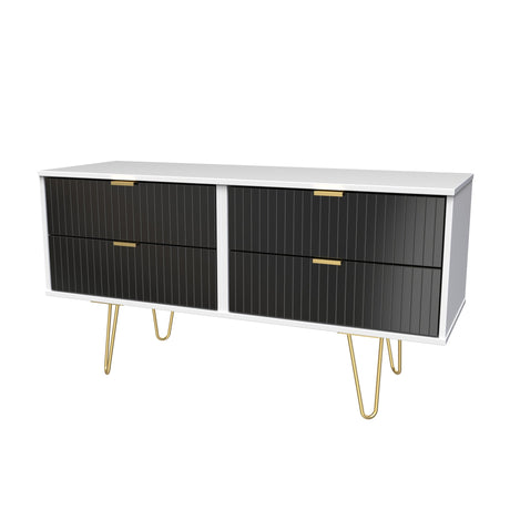 Linear 4 Drawer Bed Box with Gold Hairpin Legs - Welcome Furniture