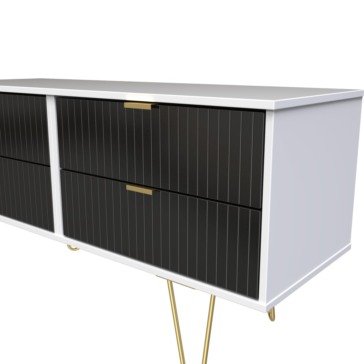 Linear 4 Drawer Bed Box with Gold Hairpin Legs - Welcome Furniture