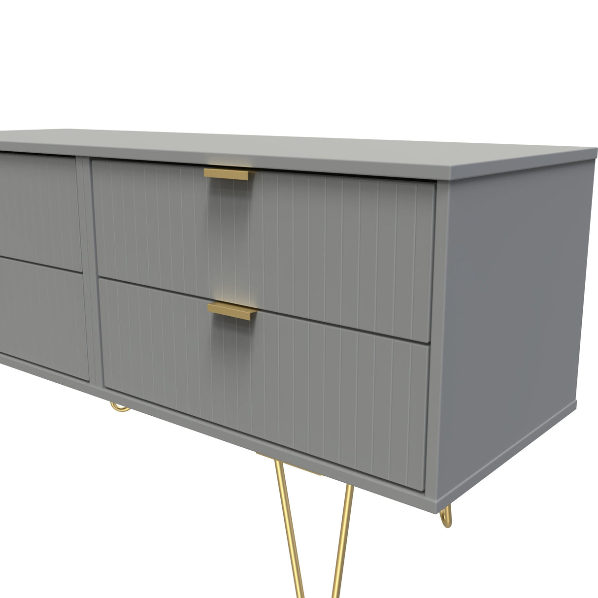 Linear 4 Drawer Bed Box with Gold Hairpin Legs - Welcome Furniture