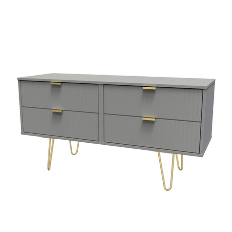 Linear 4 Drawer Bed Box with Gold Hairpin Legs - Welcome Furniture