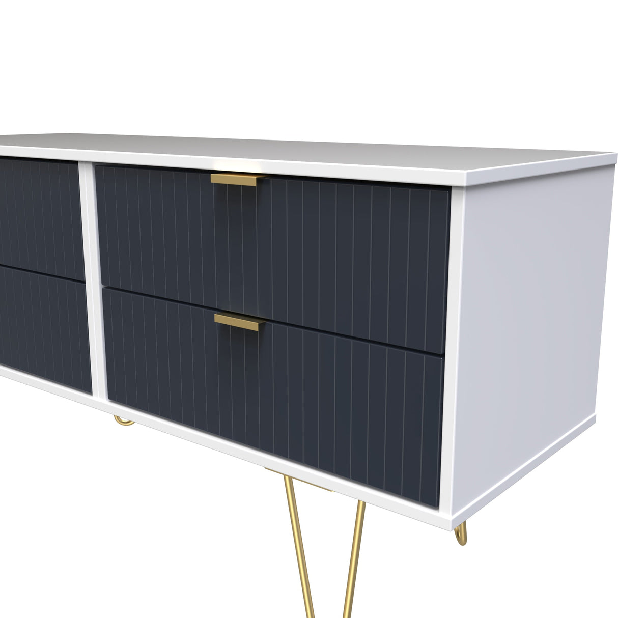 Linear 4 Drawer Bed Box with Gold Hairpin Legs - Welcome Furniture