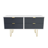 Linear 4 Drawer Bed Box with Gold Hairpin Legs - Welcome Furniture