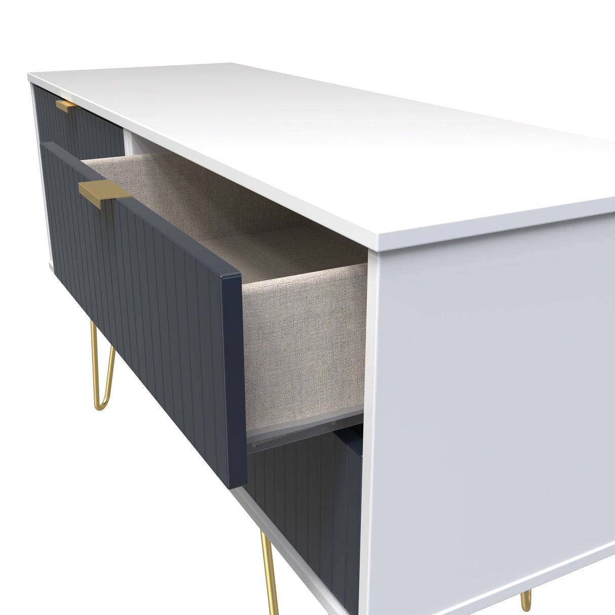 Linear 4 Drawer Bed Box with Gold Hairpin Legs - Welcome Furniture