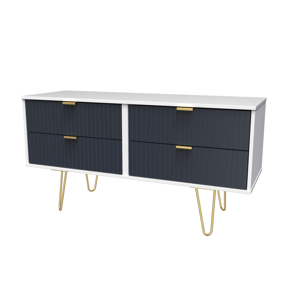 Linear 4 Drawer Bed Box with Gold Hairpin Legs - Welcome Furniture