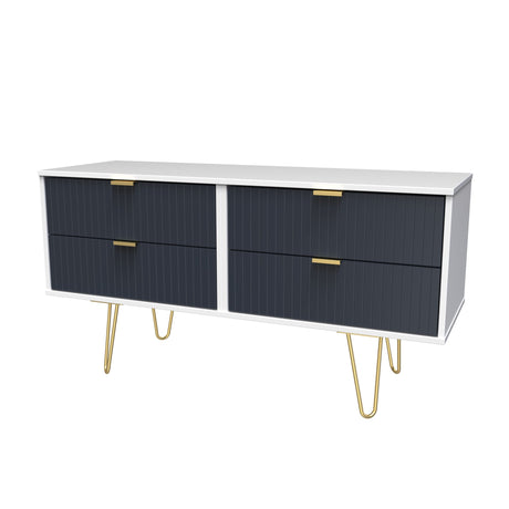 Linear 4 Drawer Bed Box with Gold Hairpin Legs - Welcome Furniture