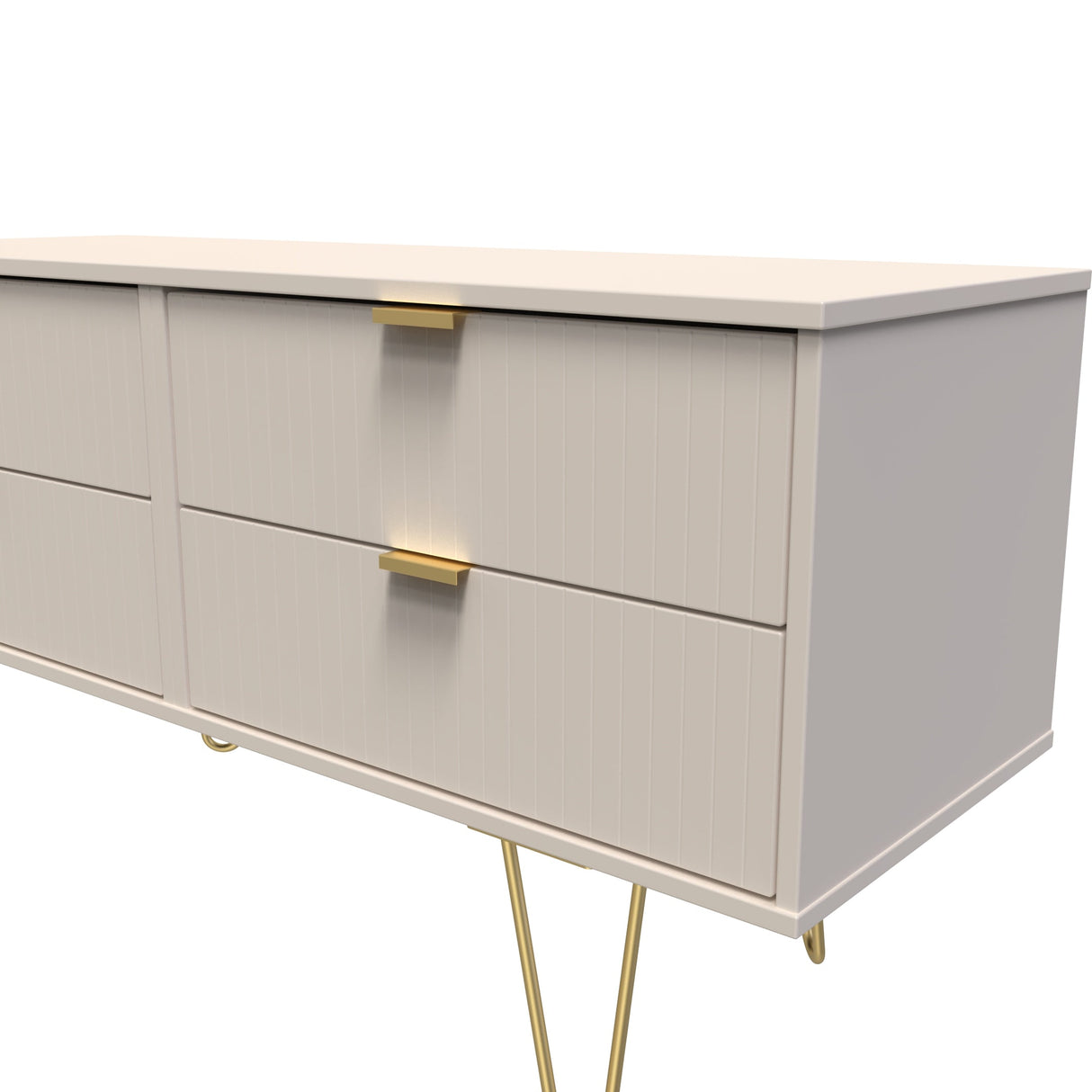 Linear 4 Drawer Bed Box with Gold Hairpin Legs - Welcome Furniture