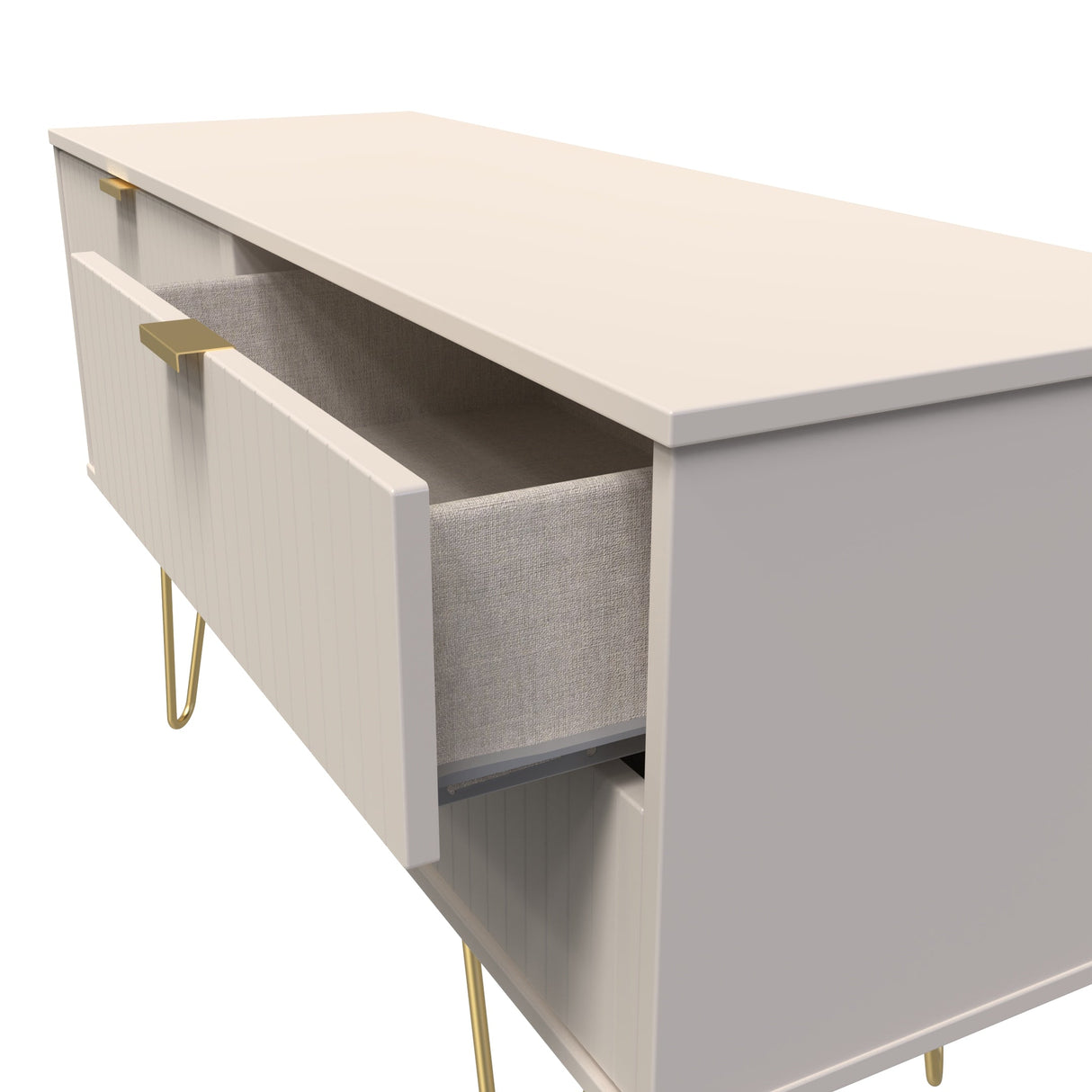 Linear 4 Drawer Bed Box with Gold Hairpin Legs - Welcome Furniture