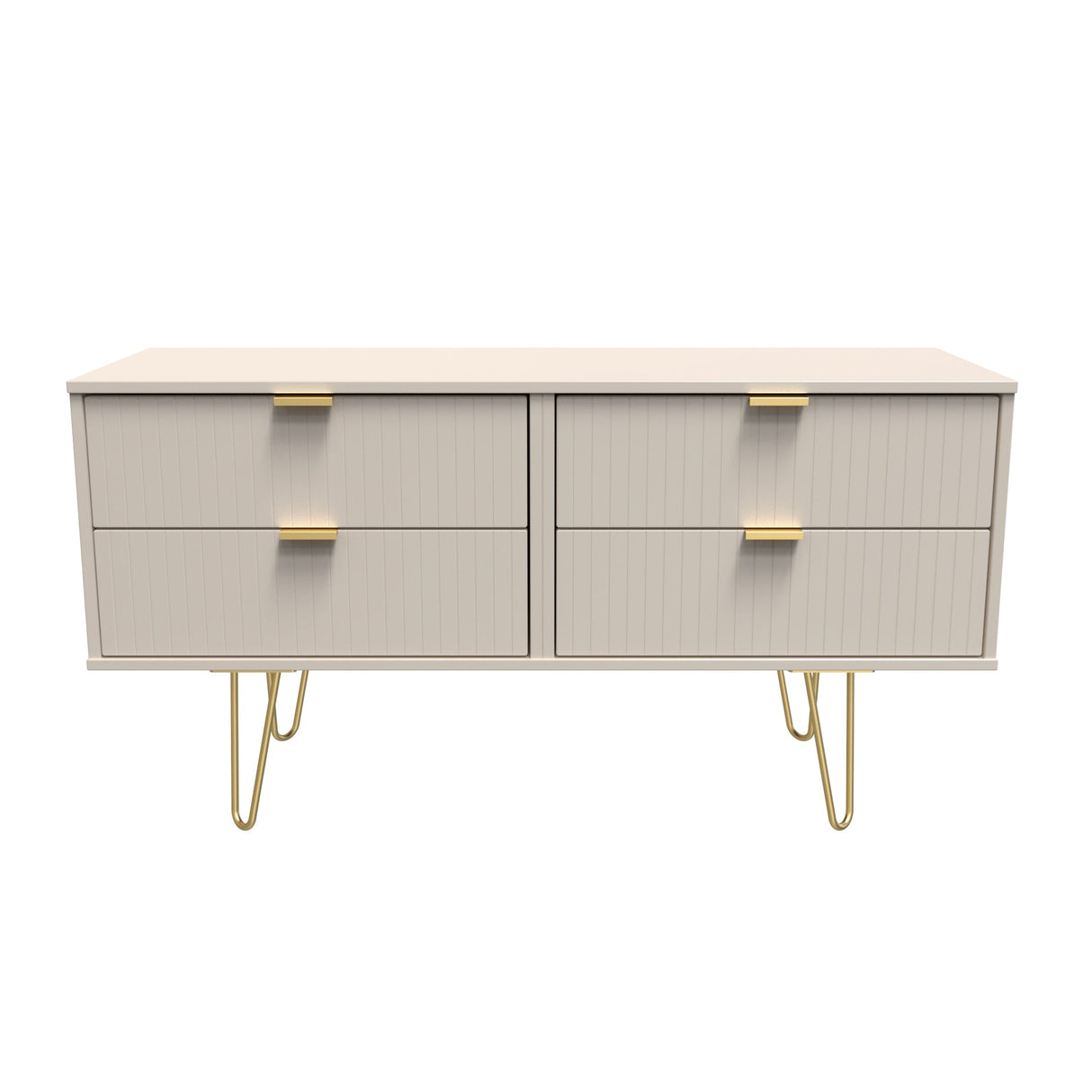 Linear 4 Drawer Bed Box with Gold Hairpin Legs - Welcome Furniture