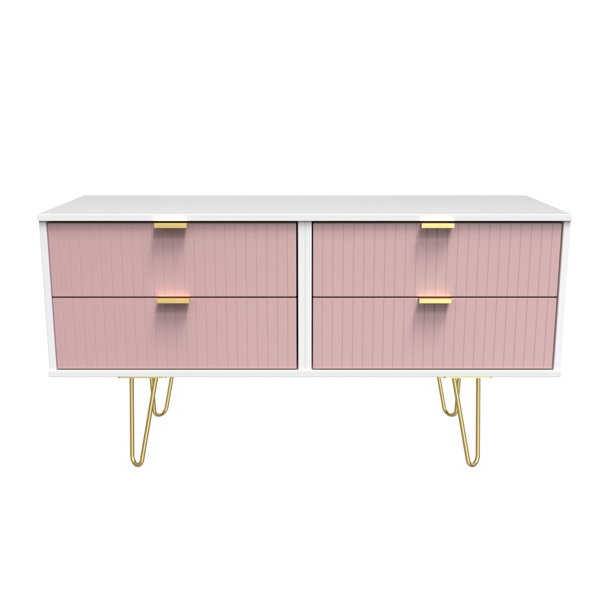Linear 4 Drawer Bed Box with Gold Hairpin Legs - Welcome Furniture