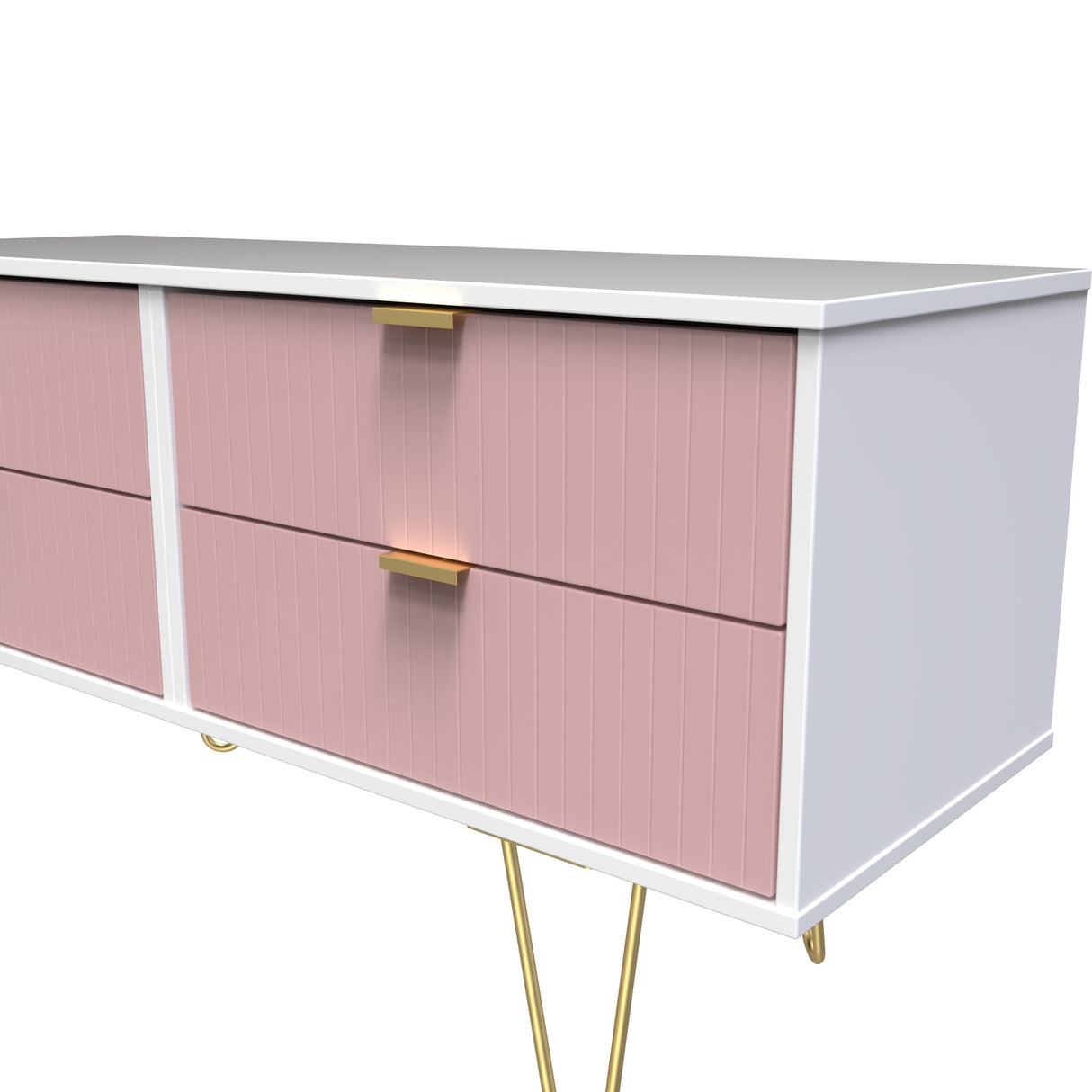Linear 4 Drawer Bed Box with Gold Hairpin Legs - Welcome Furniture
