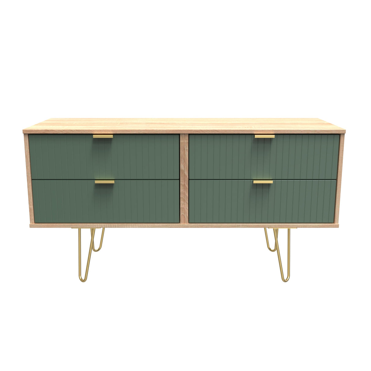 Linear 4 Drawer Bed Box with Gold Hairpin Legs - Welcome Furniture