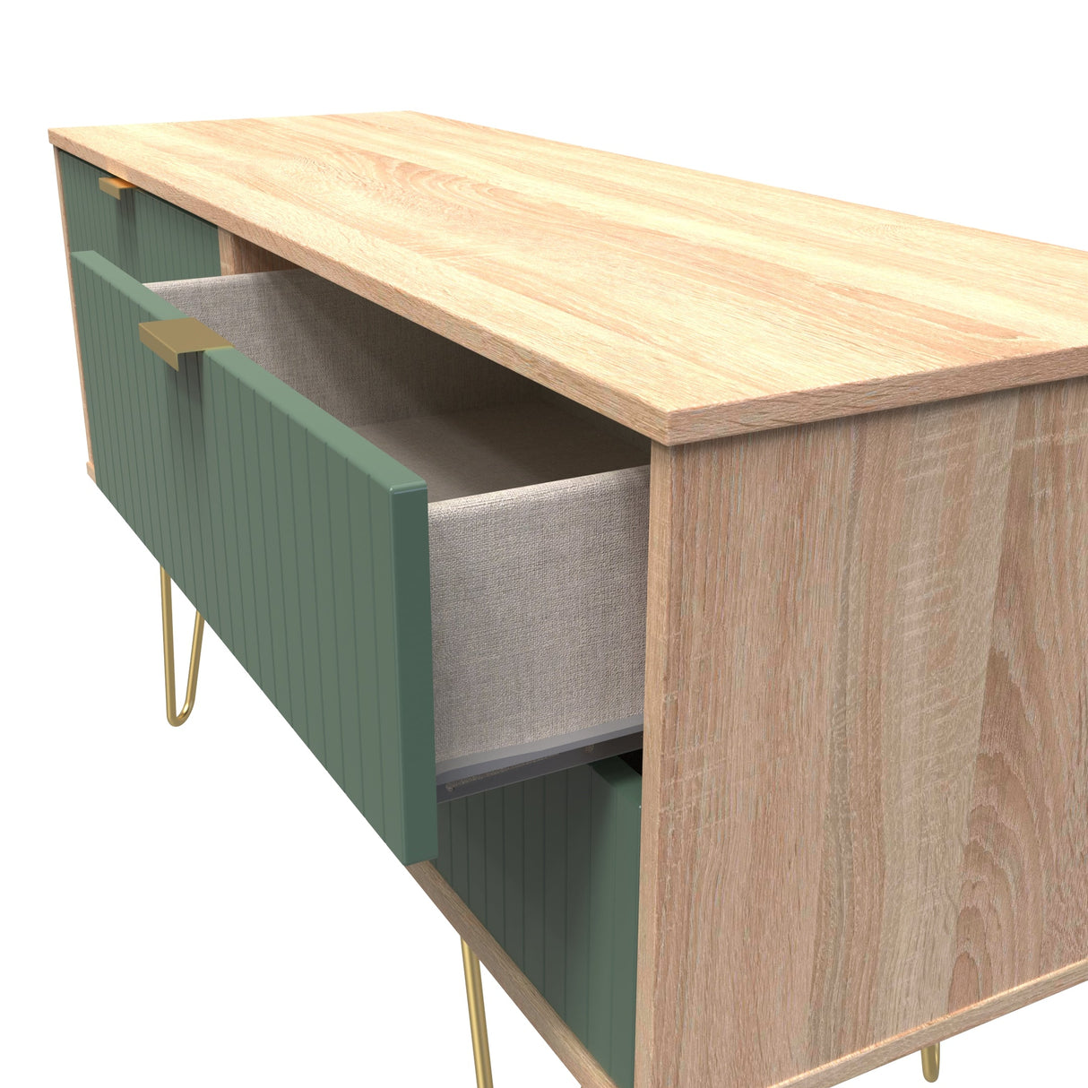Linear 4 Drawer Bed Box with Gold Hairpin Legs - Welcome Furniture