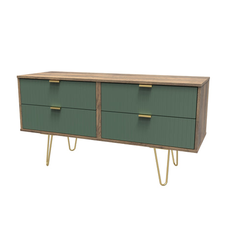 Linear 4 Drawer Bed Box with Gold Hairpin Legs - Welcome Furniture