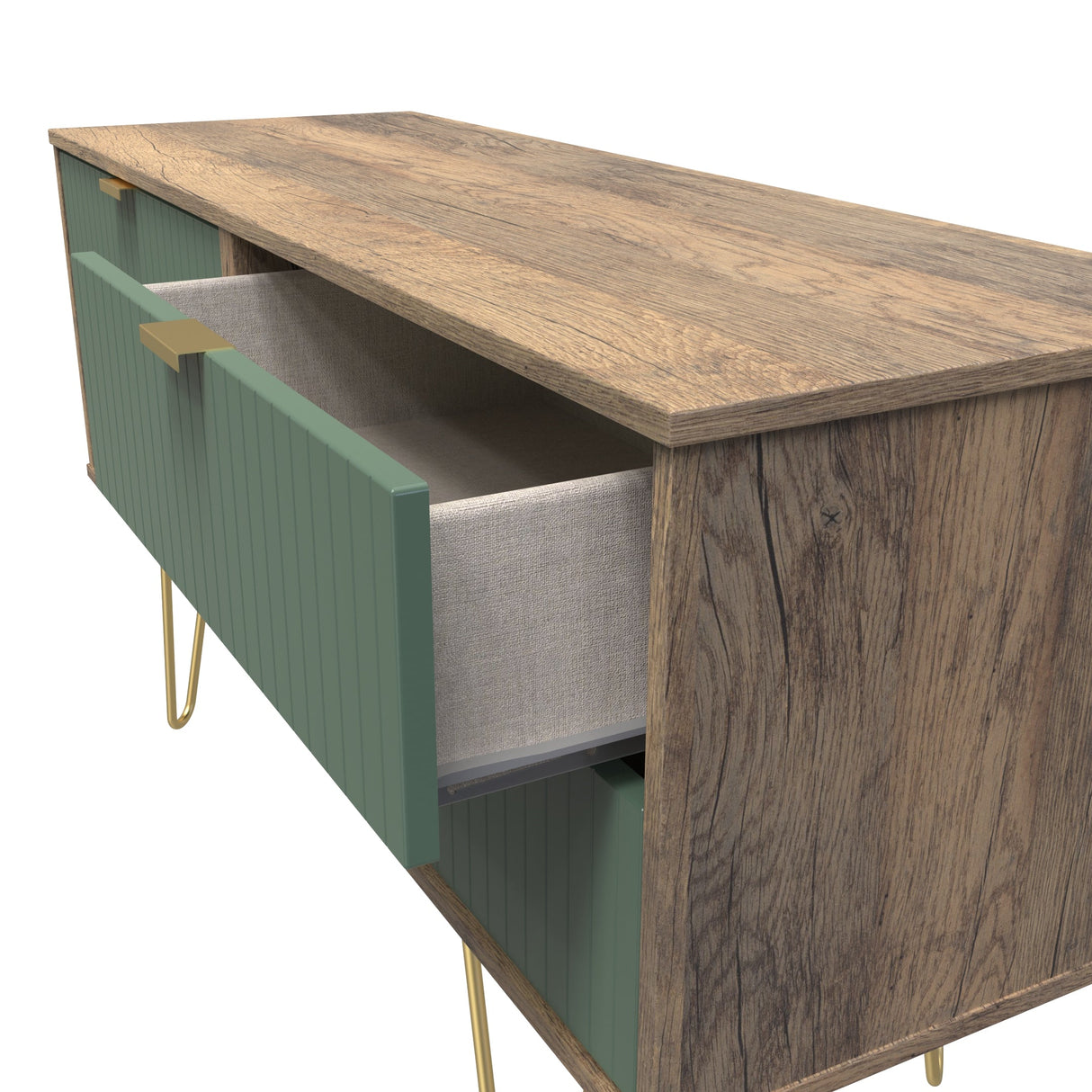 Linear 4 Drawer Bed Box with Gold Hairpin Legs - Welcome Furniture