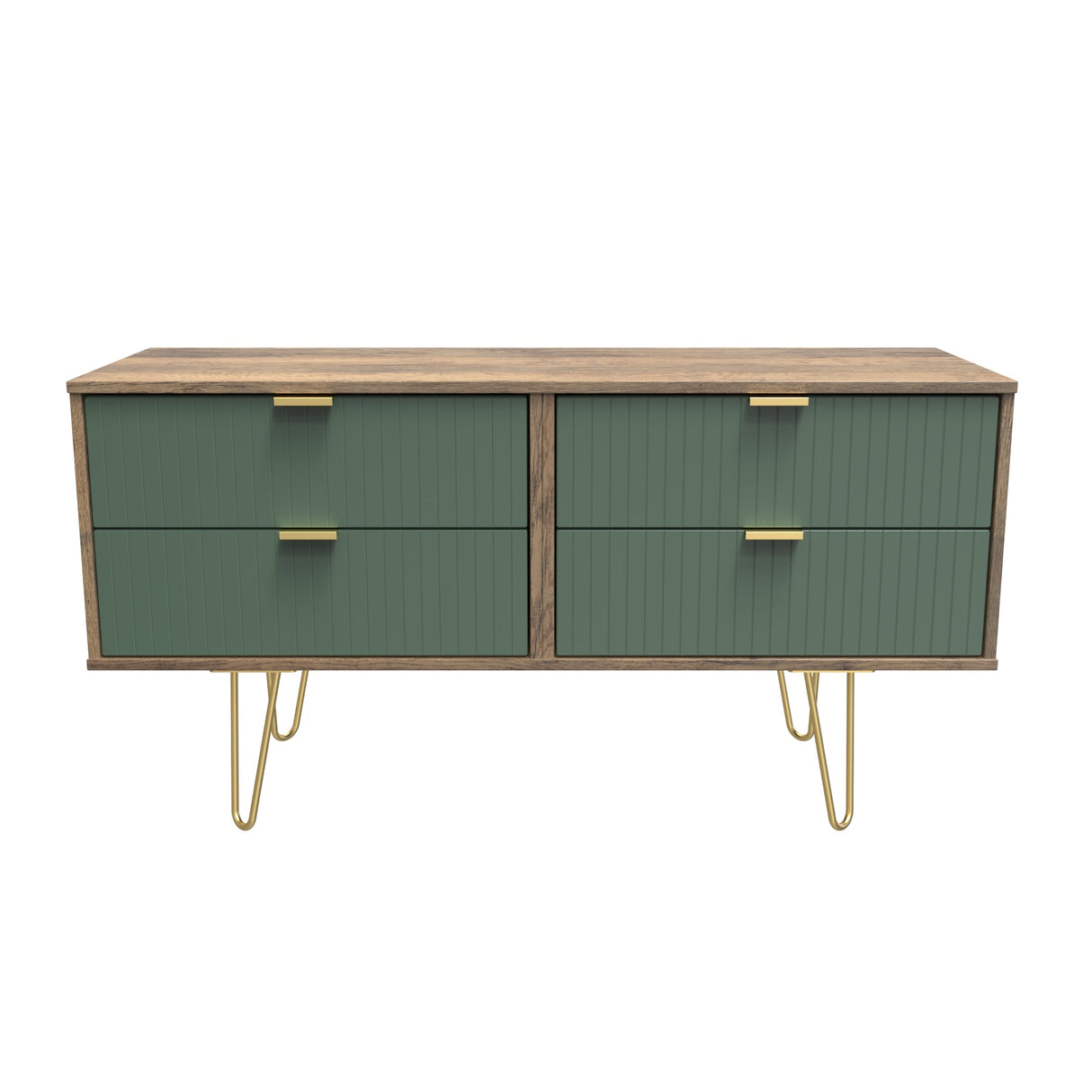 Linear 4 Drawer Bed Box with Gold Hairpin Legs - Welcome Furniture