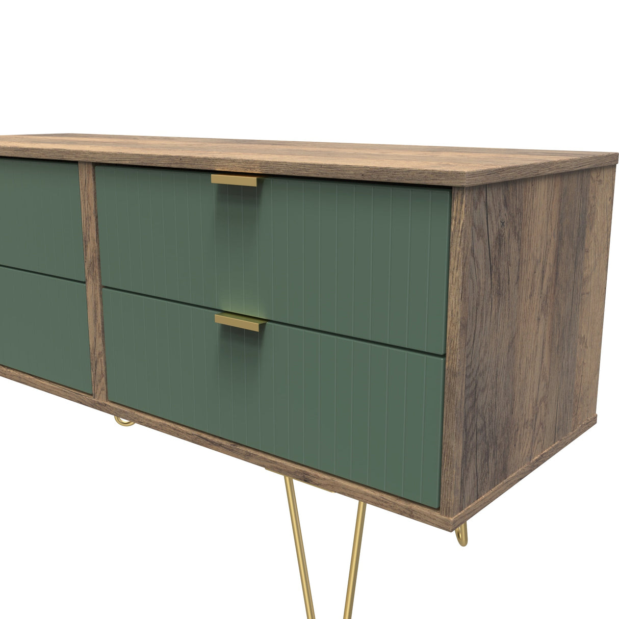 Linear 4 Drawer Bed Box with Gold Hairpin Legs - Welcome Furniture