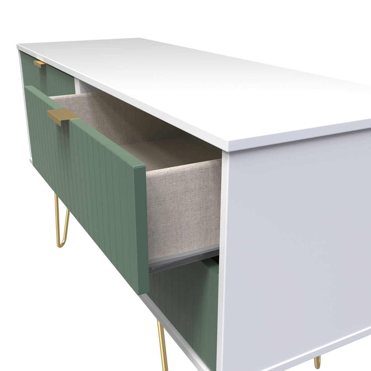 Linear 4 Drawer Bed Box with Gold Hairpin Legs - Welcome Furniture