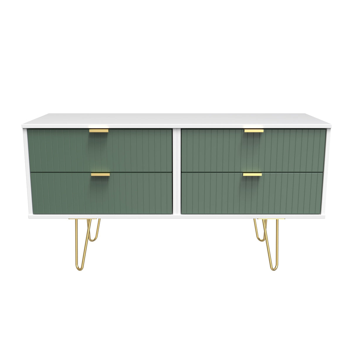 Linear 4 Drawer Bed Box with Gold Hairpin Legs - Welcome Furniture