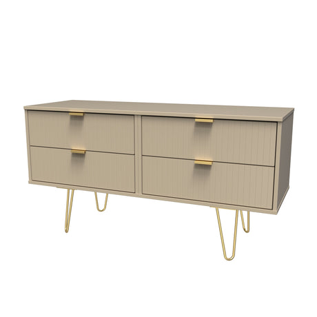 Linear 4 Drawer Bed Box with Gold Hairpin Legs - Welcome Furniture