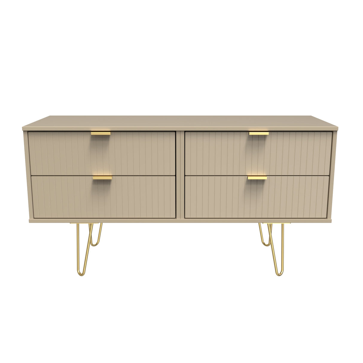 Linear 4 Drawer Bed Box with Gold Hairpin Legs - Welcome Furniture