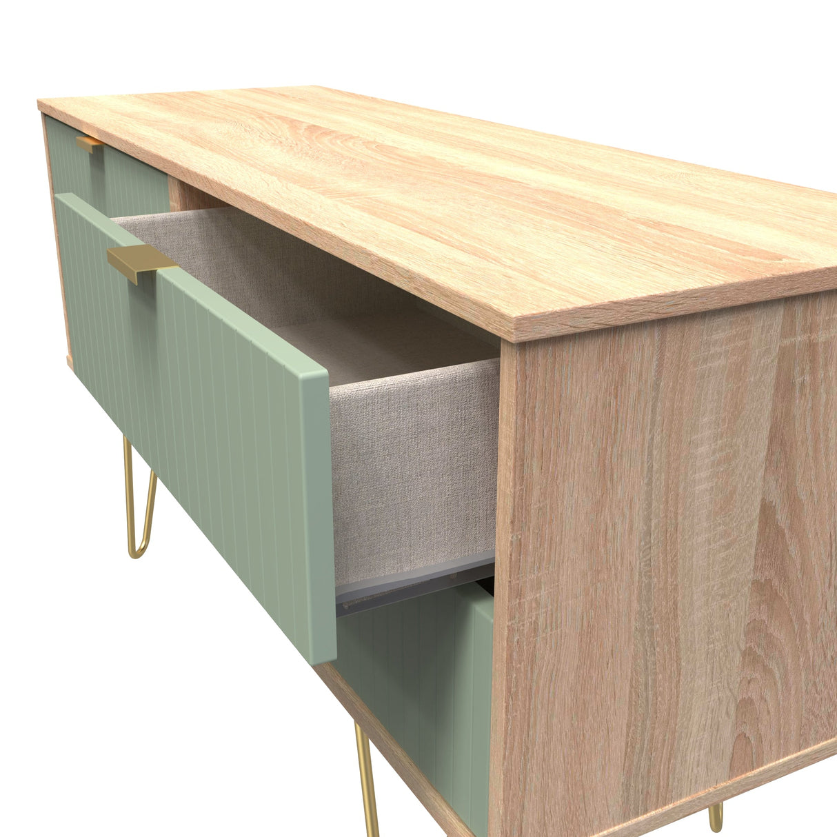Linear 4 Drawer Bed Box with Gold Hairpin Legs - Welcome Furniture