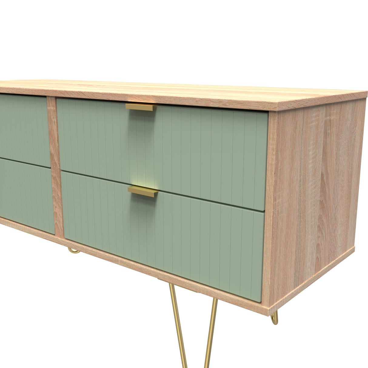 Linear 4 Drawer Bed Box with Gold Hairpin Legs - Welcome Furniture