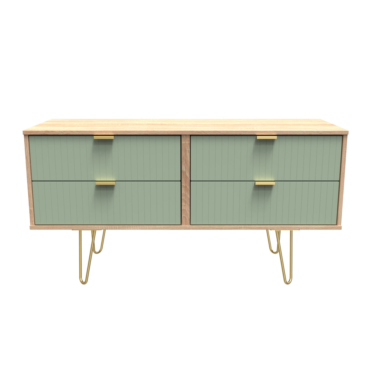 Linear 4 Drawer Bed Box with Gold Hairpin Legs - Welcome Furniture