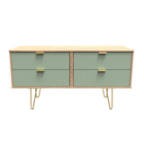 Linear 4 Drawer Bed Box with Gold Hairpin Legs - Welcome Furniture
