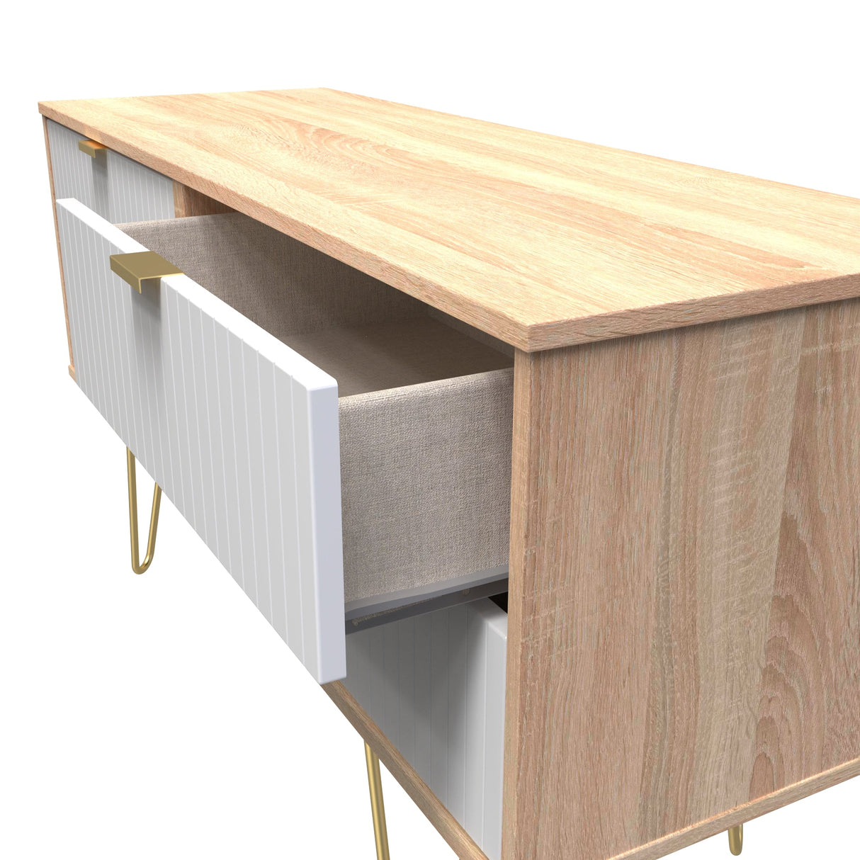 Linear 4 Drawer Bed Box with Gold Hairpin Legs - Welcome Furniture