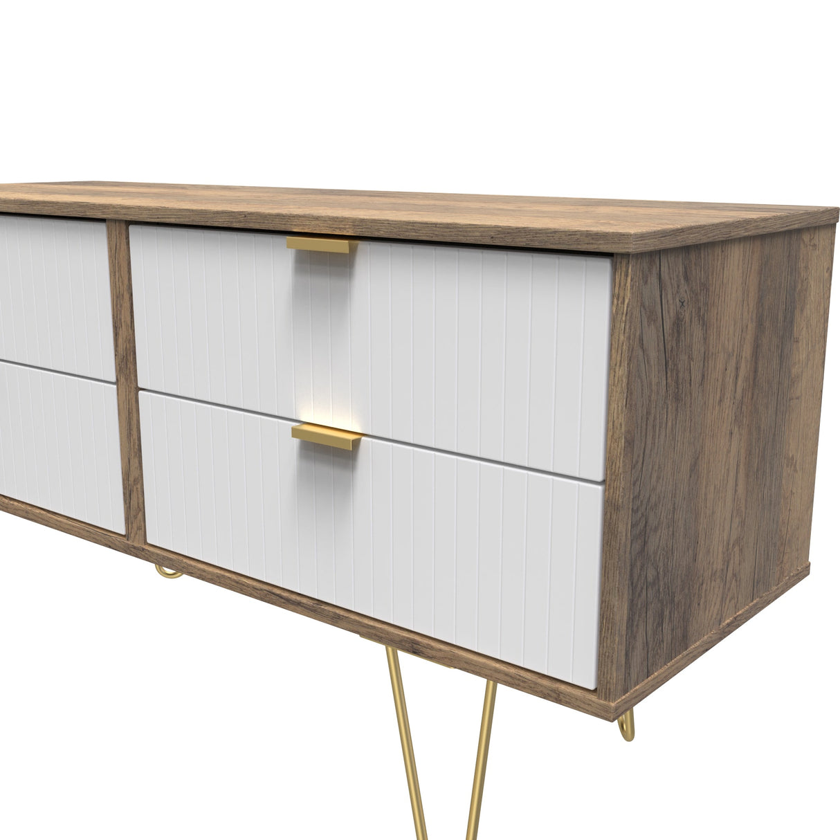 Linear 4 Drawer Bed Box with Gold Hairpin Legs - Welcome Furniture