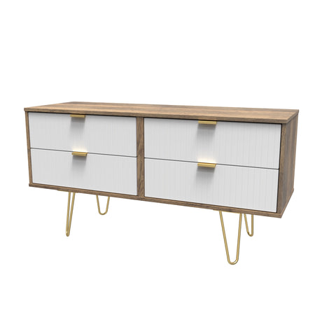 Linear 4 Drawer Bed Box with Gold Hairpin Legs - Welcome Furniture