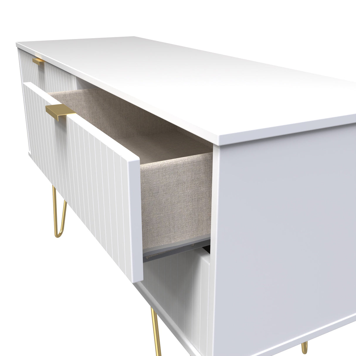 Linear 4 Drawer Bed Box with Gold Hairpin Legs - Welcome Furniture