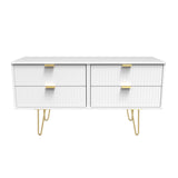 Linear 4 Drawer Bed Box with Gold Hairpin Legs - Welcome Furniture