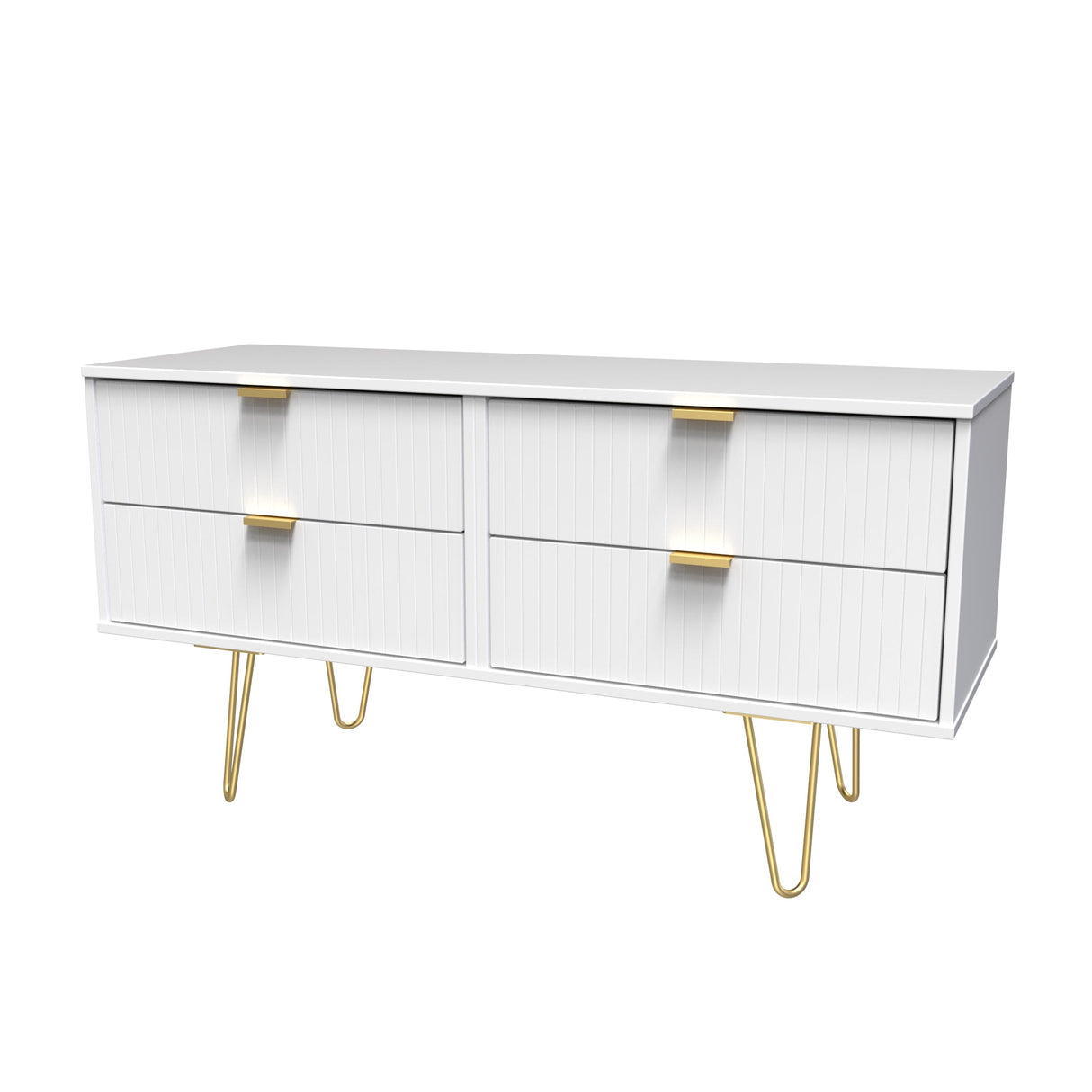 Linear 4 Drawer Bed Box with Gold Hairpin Legs - Welcome Furniture