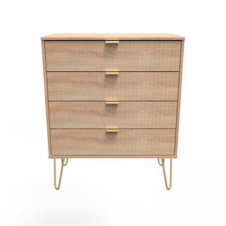 Linear 4 Drawer Chest with Gold Hairpin Legs - Welcome Furniture